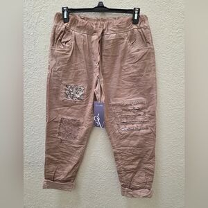 Grey Violet Trendy Cropped Pants Pink READ DESCRIPTION